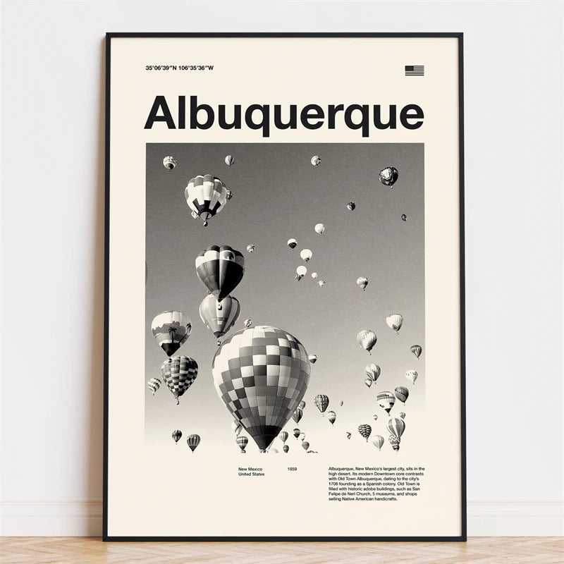 Retro City Poster – Mid-Century Modern Wall Art Print