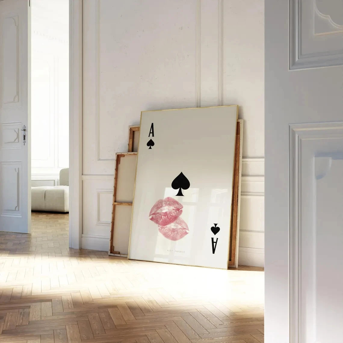 Ace of Spades Kiss Wall Art Print – Retro Lips Canvas Poster