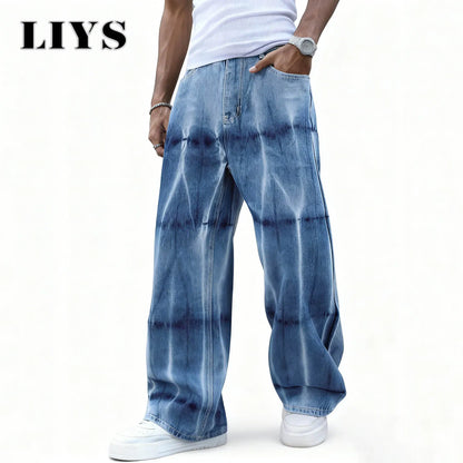 Men's Baggy Wide Leg Jeans – Y2K Tie-Dye Streetwear Denim
