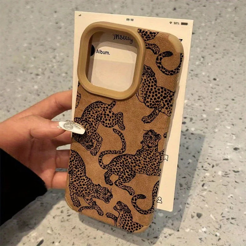 Leopard Print Leather iPhone Case – Vintage Wild Cat Design