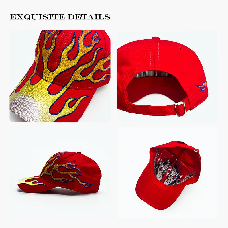 Tribal Thorn & Flame Embroidered Baseball Cap – Y2K Street Style Hat