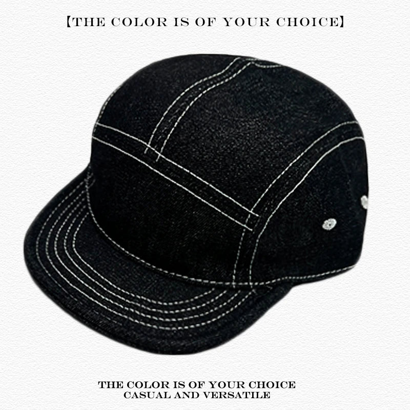 5-Panel Flat Brim Cap – Retro Hip-Hop Street Style Hat for Men & Women