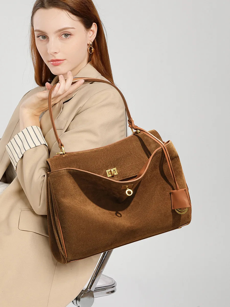 New Women Suede Leather Bag Shoulder Handbag
