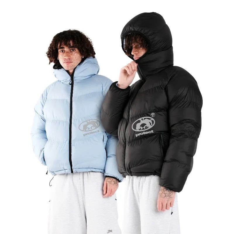 Reversible Puffer Down Jacket – Y2K Hooded Streetwear Coat