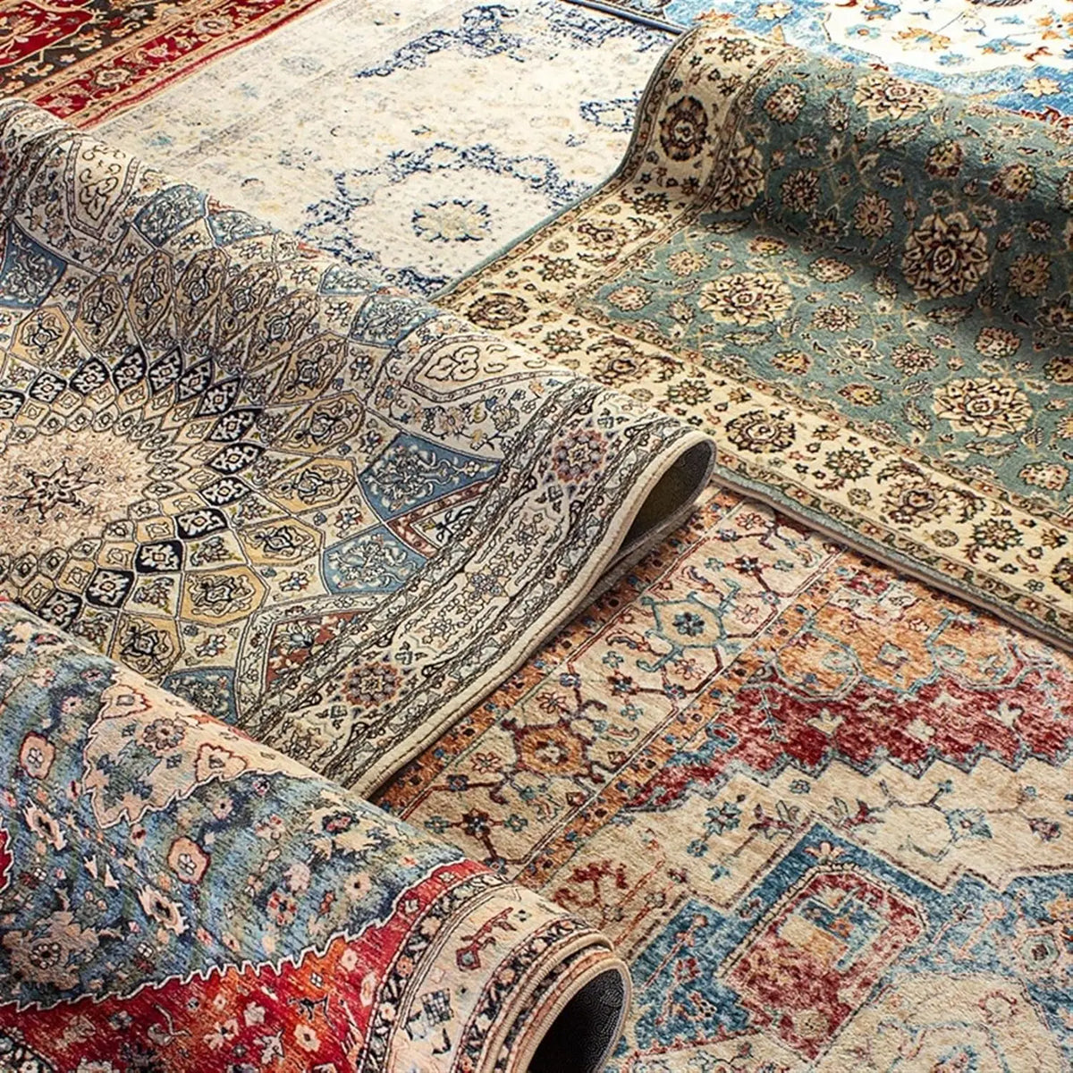 Persian Retro Area Rug – Washable Foldable Cashmere-Feel Carpet