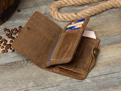 Men's Genuine Leather Long Wallet – Vintage Crazy Horse Clutch
