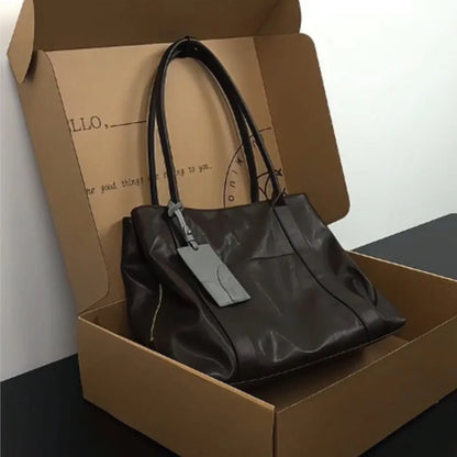 Vintage Coffee Shoulder Bags Handbag Women Large Capacity