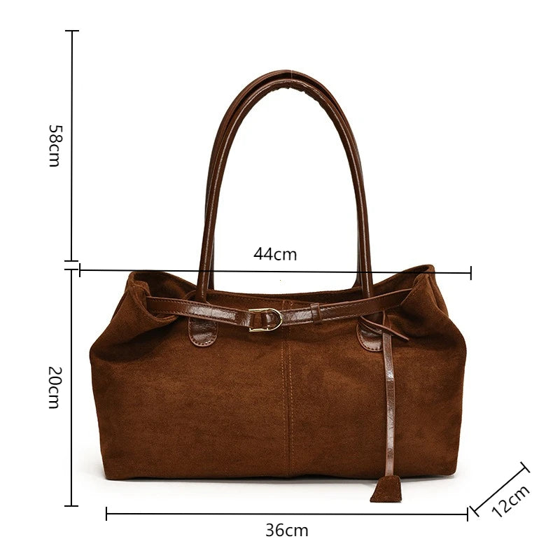 Autumn Winter Women's Suede Underarm Tote Bag