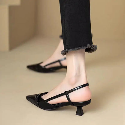 Pointed Toe Mid Heel Slingback Pumps – Women's Stiletto Heels