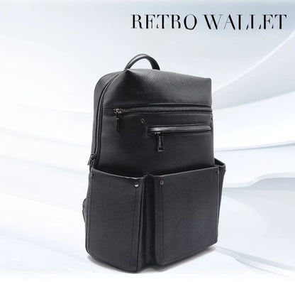 Genuine Cowhide Leather Men's Backpack – Large Laptop School Bag