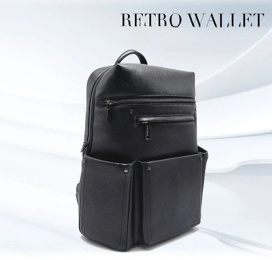 Genuine Cowhide Leather Men's Backpack – Large Laptop School Bag