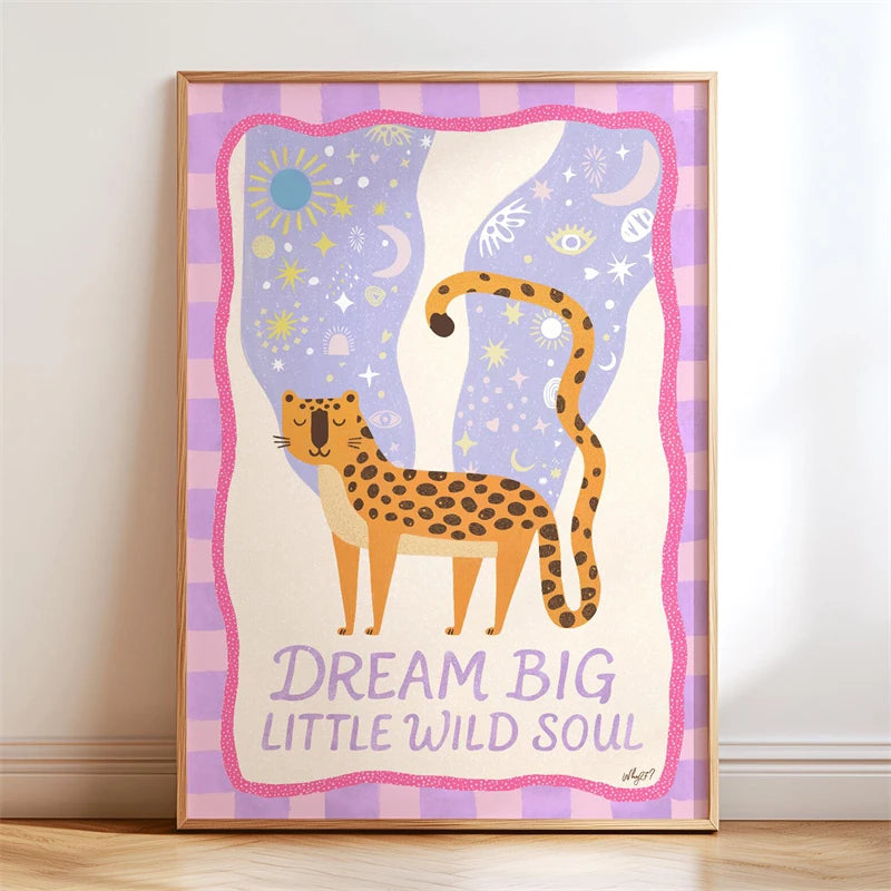 Boho Kids Wall Art Poster – Unicorn Motivational Print for Nursery & Girls Room