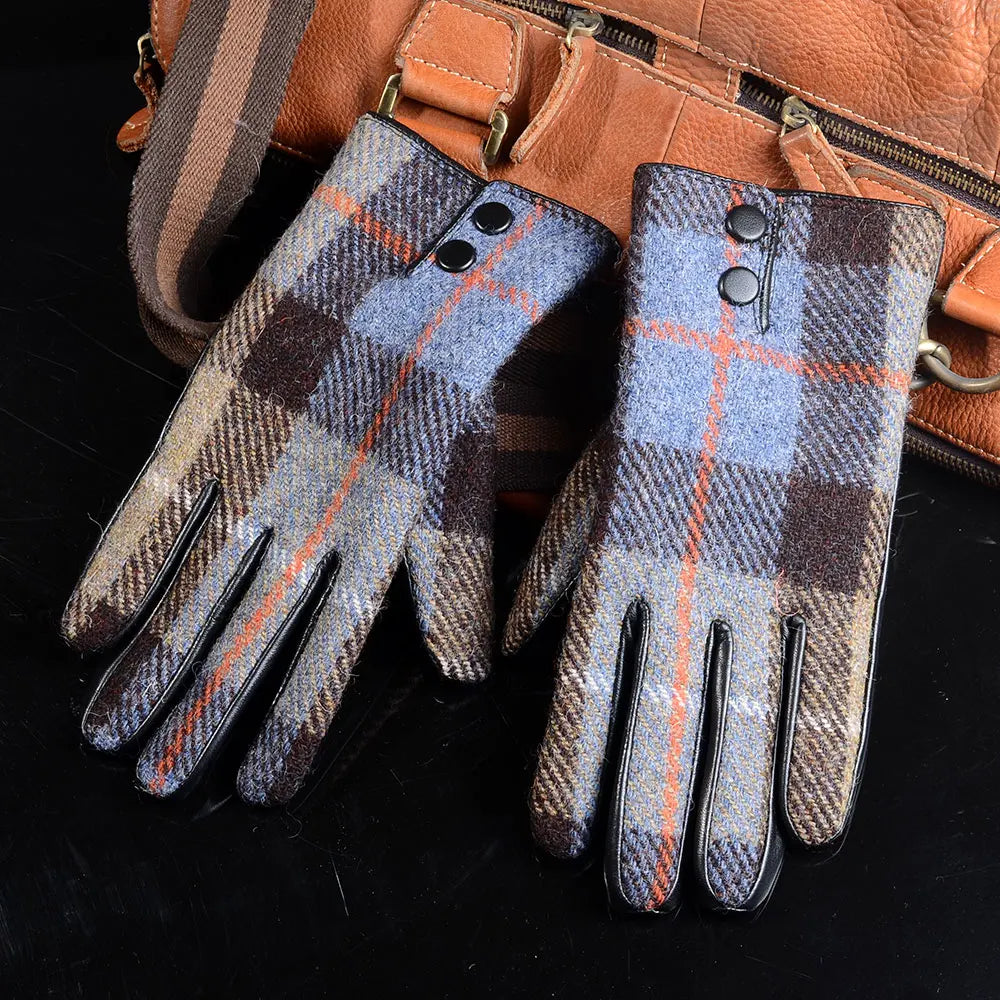 Men's Wool Tweed Touchscreen Winter Driving Gloves