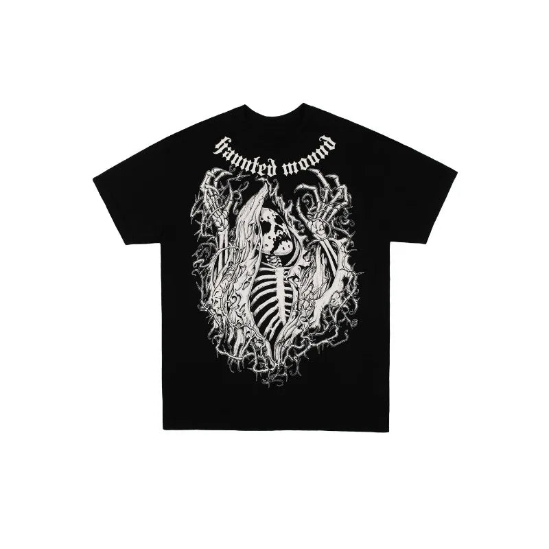 Gothic Graphic T-Shirt – Unisex Washed Streetwear Hip Hop Tee