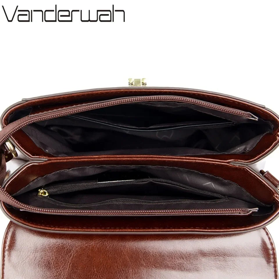 Designer Leather Handbag for Women – Multilayer Crossbody Shoulder Bag