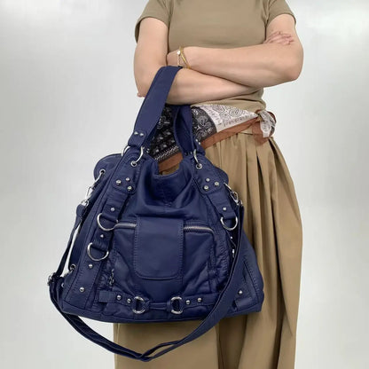 Y2K Studded Tote Bag – Women's Large Faux Leather Shoulder Bag