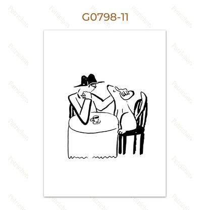 Minimalist Black and White Line Art Canvas Wall Art Print