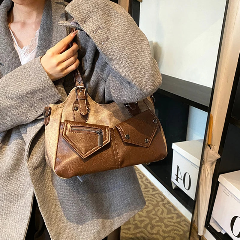 Retro Trendy Shoulder Bags European American High-quality Handbag