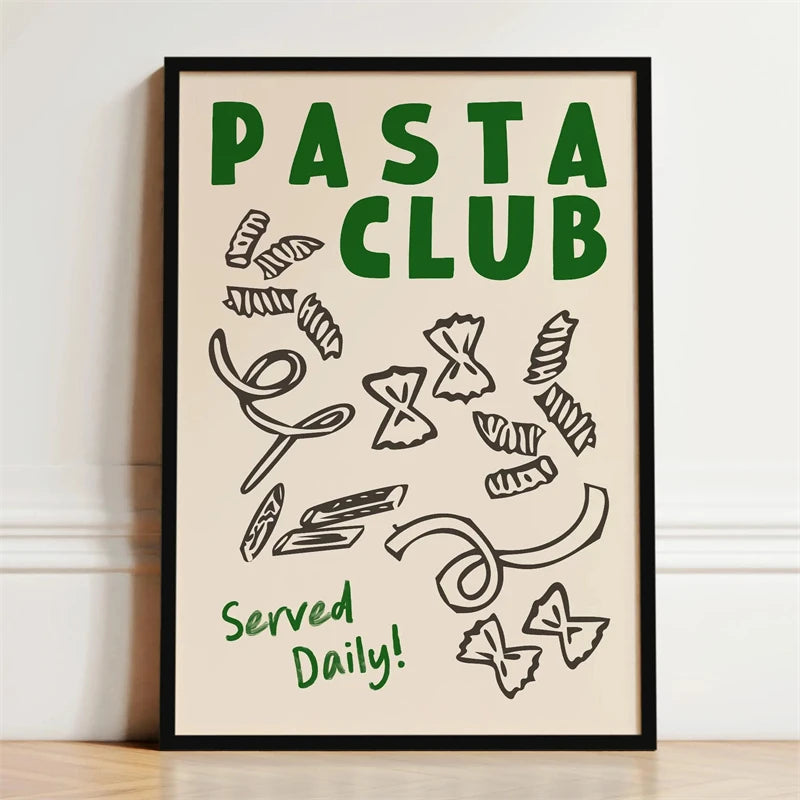 Wine & Dine Wall Art Poster – Retro Kitchen Print