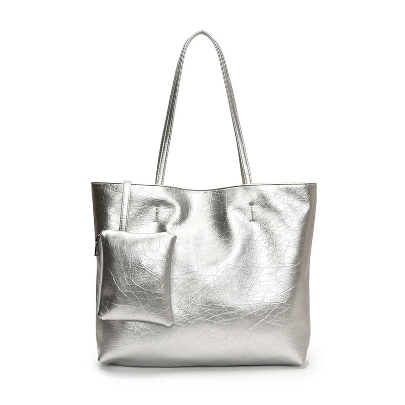 PU Leather Tote Bag – Large Capacity Shoulder Bag for Women