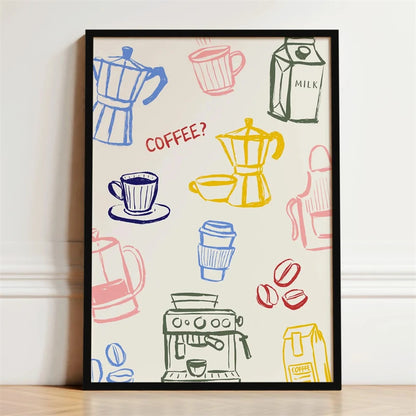 Wine & Dine Wall Art Poster – Retro Kitchen Print