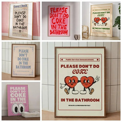 Retro Bathroom Wall Art Poster – Please Don't Do Coke Funny Print
