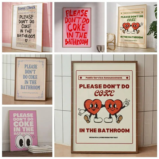 Retro Bathroom Wall Art Poster – Please Don't Do Coke Funny Print