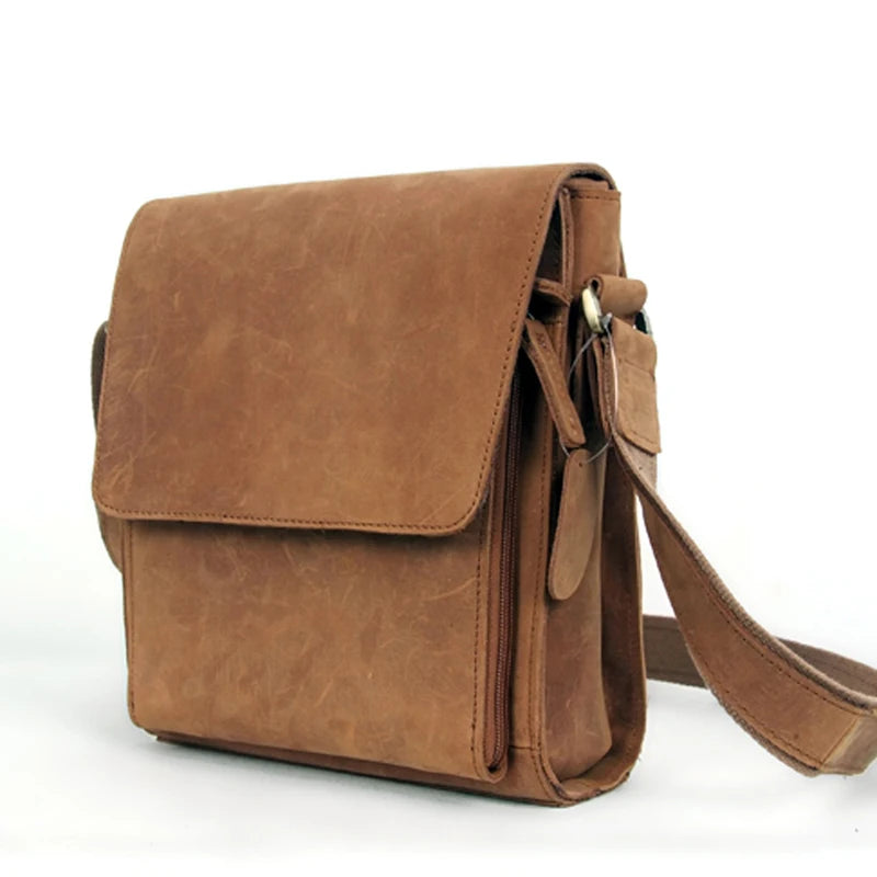 Men's Genuine Leather Messenger Bag – Vintage Crazy Horse Crossbody