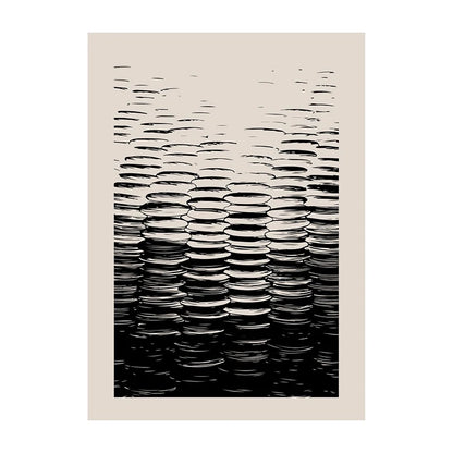 Retro Geometric Abstract Shapes Poster – Minimal Black & White Wall Art Unframed