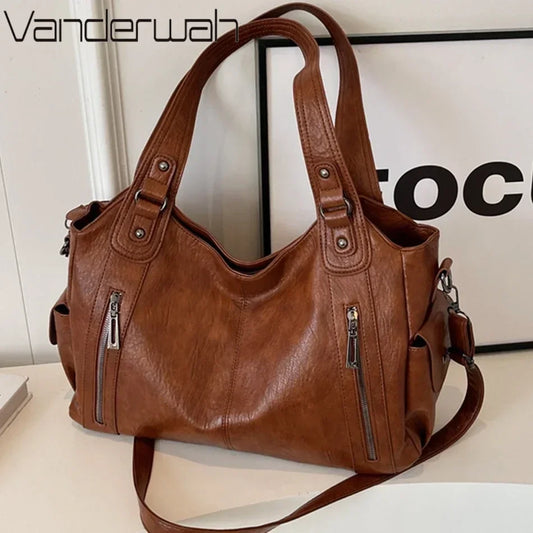 Women's Vintage Large Capacity Leather Tote Bag
