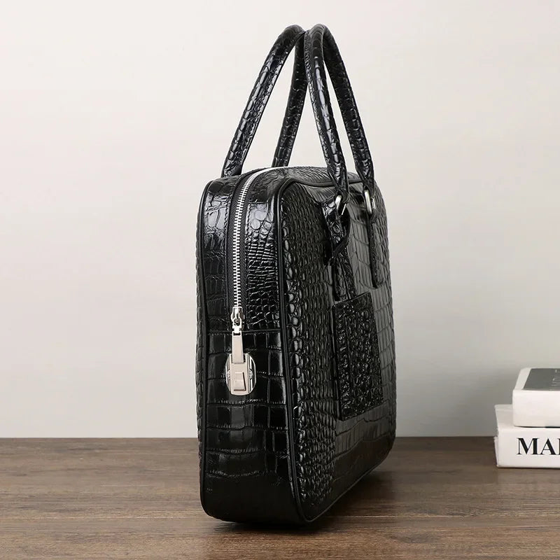 Men's Alligator Pattern Leather Briefcase – Laptop Business Bag
