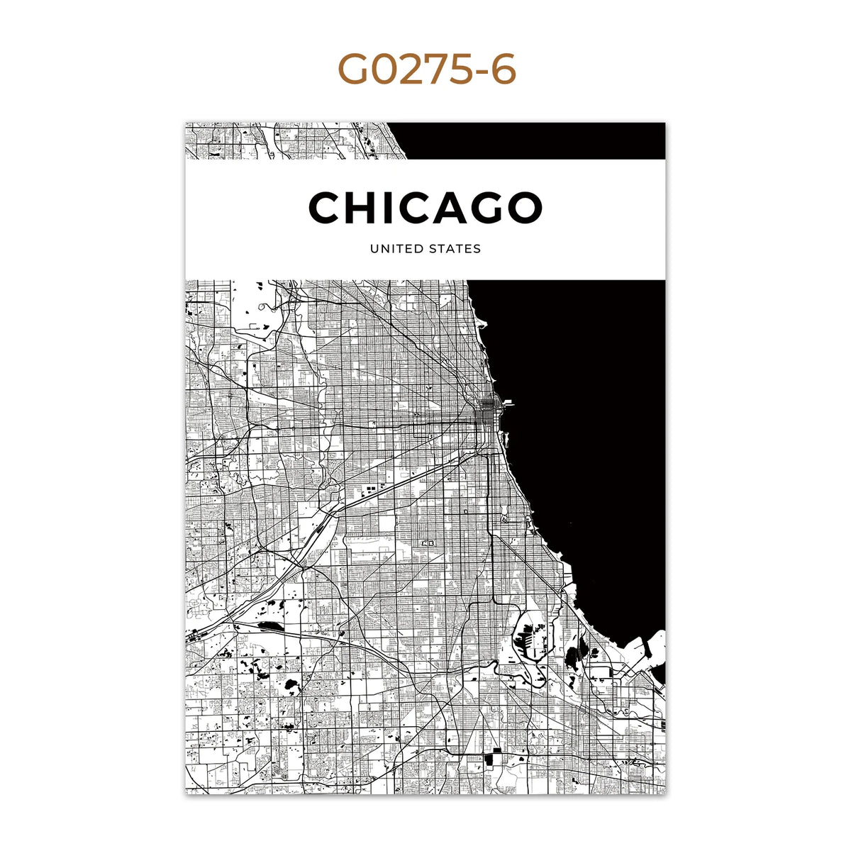World City Map Wall Art Print – Black & White City Poster