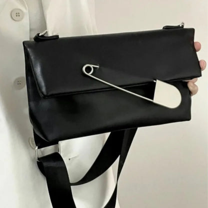 Korean Large Pin Black Shoulder Bags