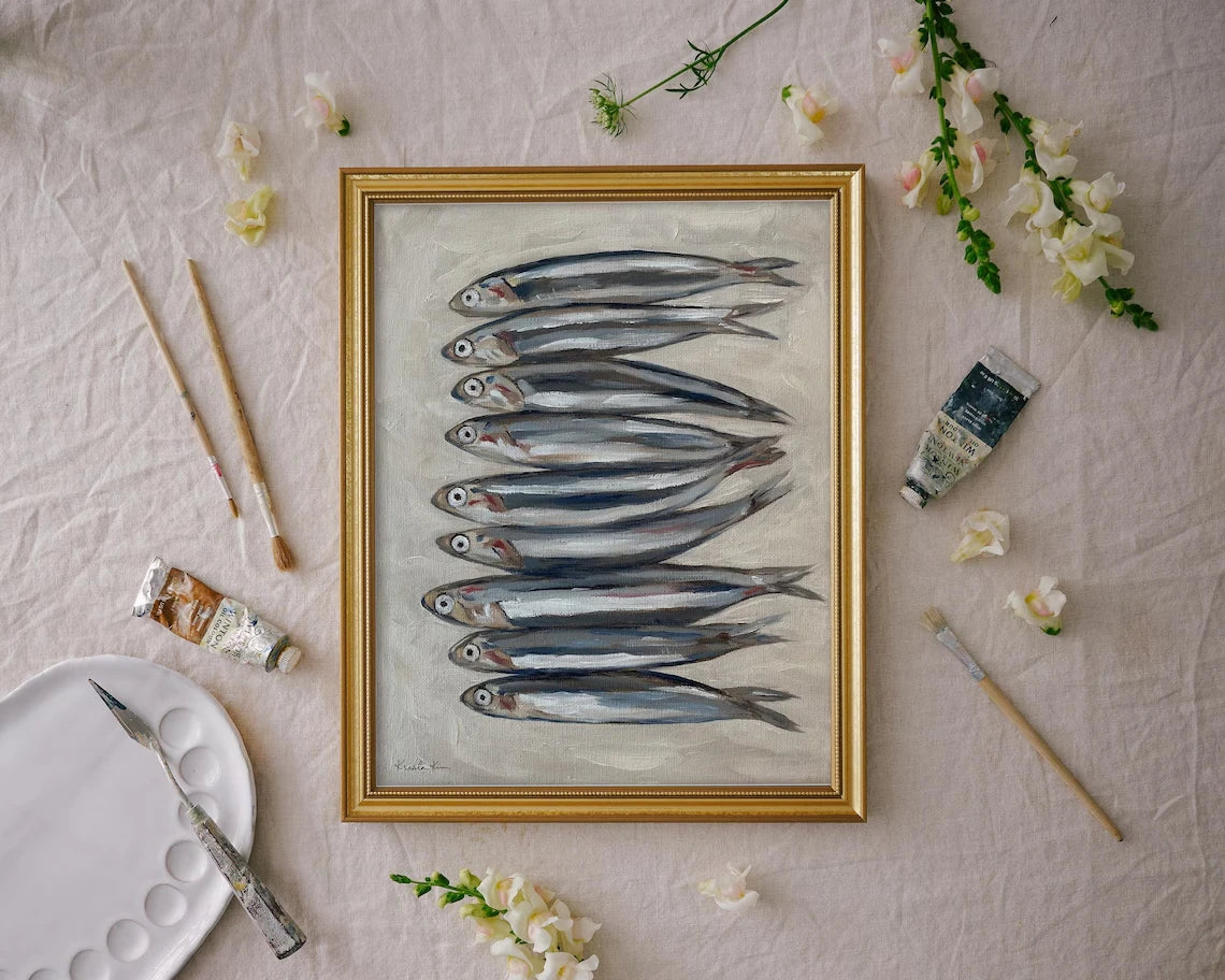 Sardines Still Life Wall Art Print – French Oil Painting Poster