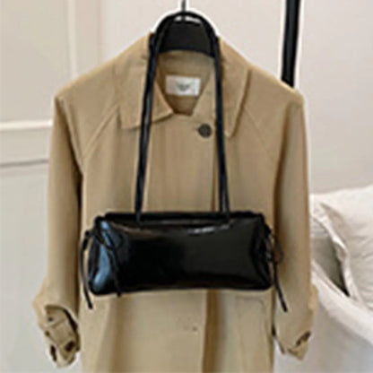 PU Leather Shoulder Bag Y2K Tote with Charm Detail