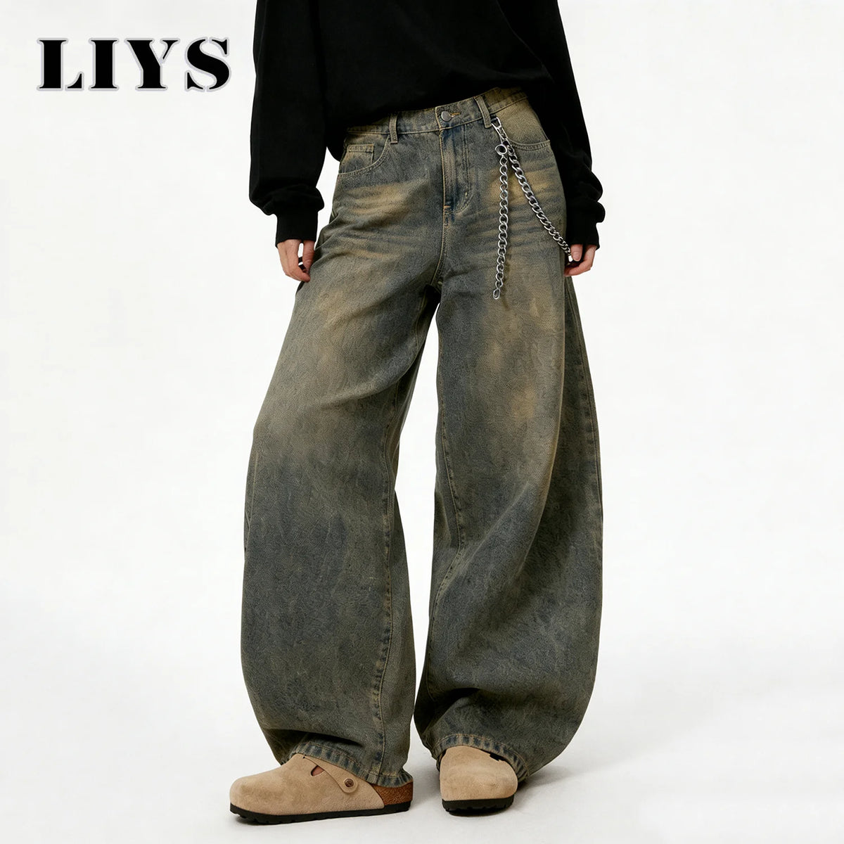 Men's Distressed Baggy Wide Leg Jeans – Y2K Streetwear