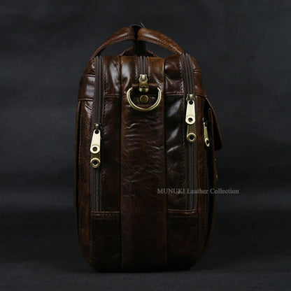 Full Grain Leather Men's Briefcase – 15" Laptop Portfolio Bag