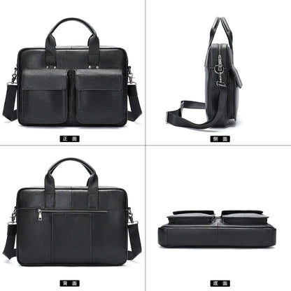 Genuine Leather Briefcase – Men's 16" Laptop Messenger Bag