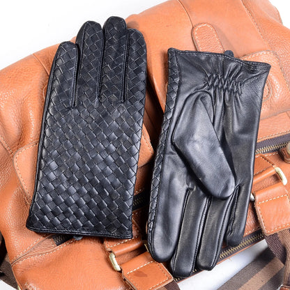 Men's Woven Leather Driving Gloves | Lambskin Intrecciato