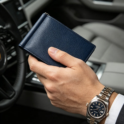 Genuine Leather Money Clip Wallet for Men