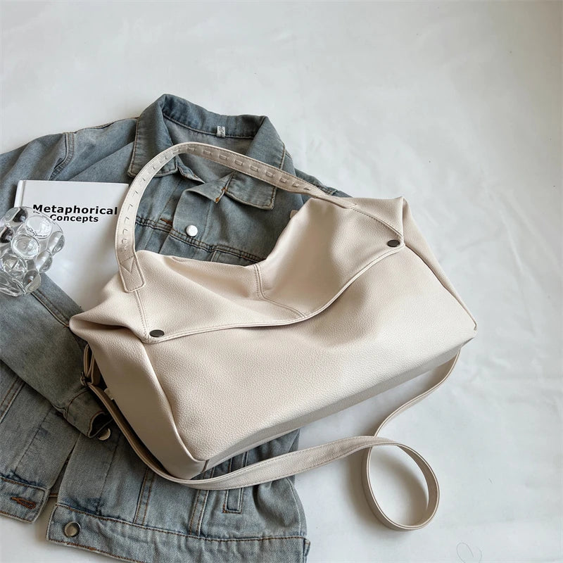 Large PU Leather Shoulder Tote Bag – Women's Luxury Handbag