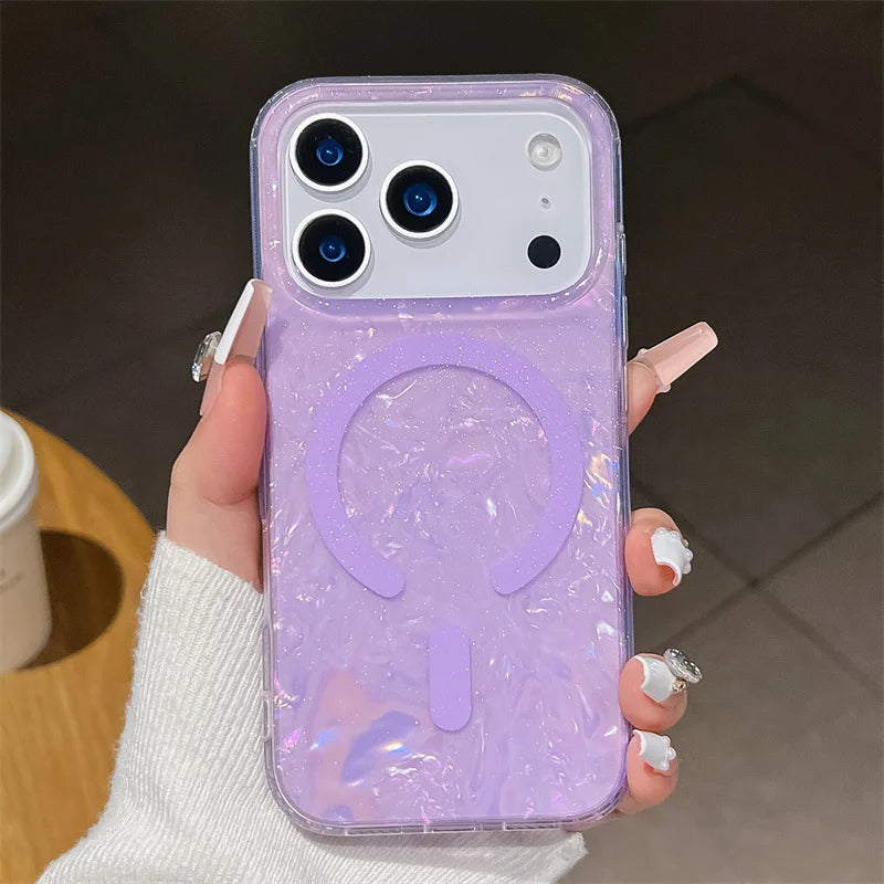 Pearl Shell MagSafe iPhone Case – Glitter Magnetic Cover