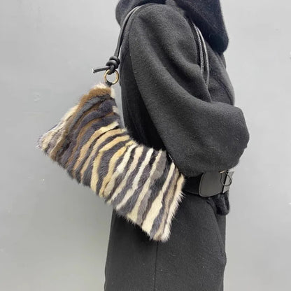 Mink Fur Shoulder Bag – Luxury Women's Crossbody Handbag