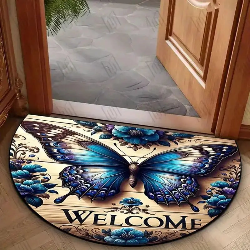 Dragonfly Door Mat – Non-Slip Half-Circle Welcome Rug for Entryway