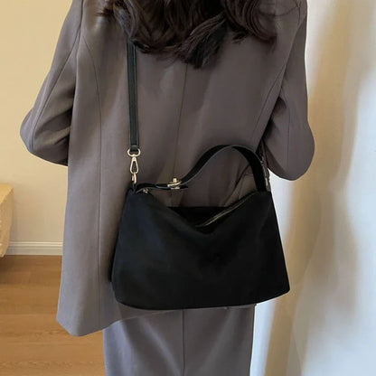 Retro Frosted Shoulder Bag for Women – Textured Crossbody Handbag