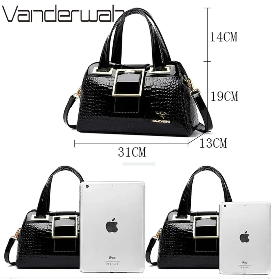 Luxury Patent Leather Tote Bag with Gold Hardware
