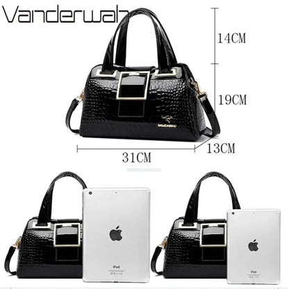 Luxury Patent Leather Tote Bag with Gold Hardware