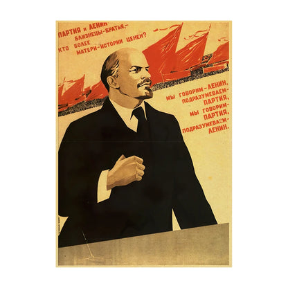 Soviet USSR Vintage Propaganda Poster – Stalin Portrait Retro Wall Art Print