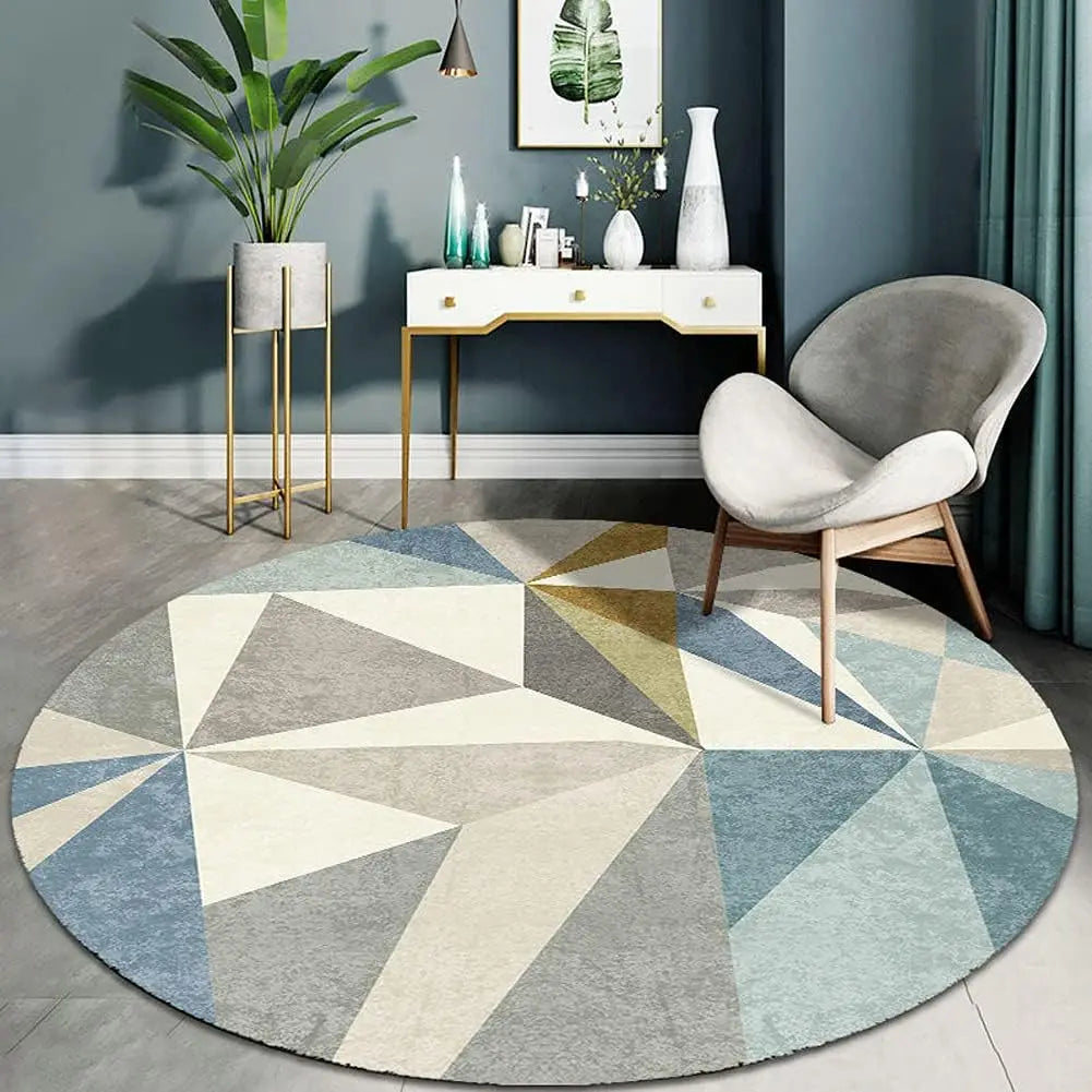 Round Geometric Rug – Nordic Style Living Room & Bedroom Carpet