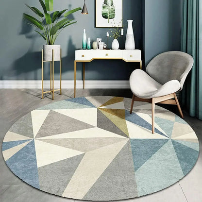 Round Geometric Rug – Nordic Style Living Room & Bedroom Carpet